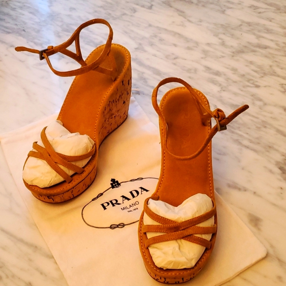 Prada cork wedges